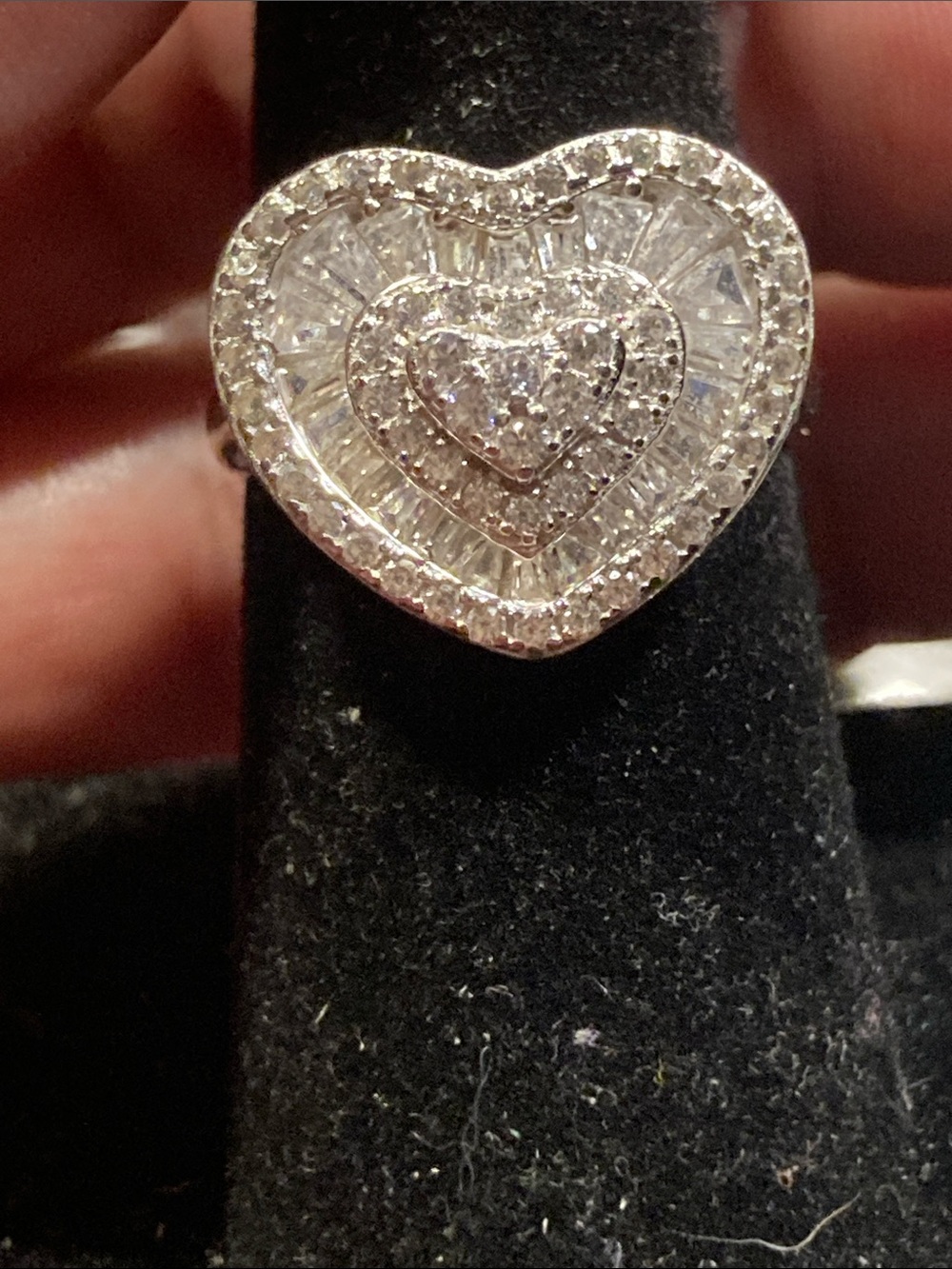 925 Silver CZ Heart Ring - Picture 3 of 11